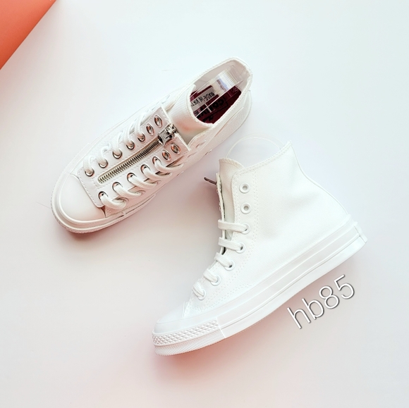 Converse Chuck 70 Zip Hi 'Triple White' High Top Sneaker Women's